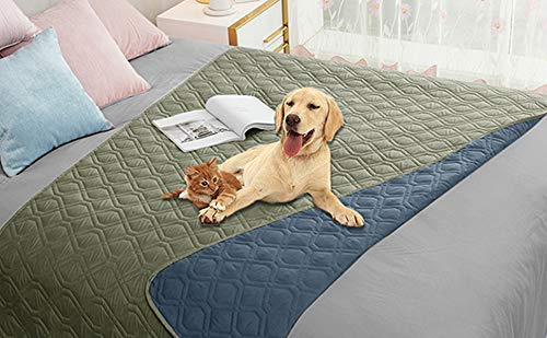 Ameritex wasserdichte Hundedecke für Bett, Couch, Sofa, 132 x 203 cm, Grün + Marineblau