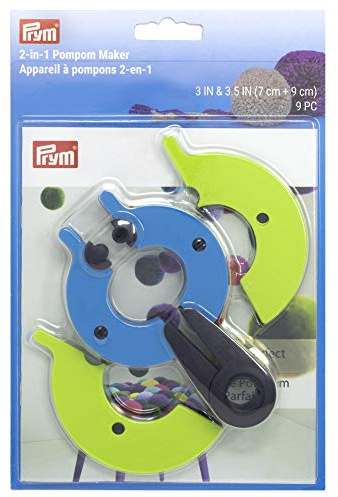 Prym 2-in-1 Pompon-Maker, 7,6 cm und 8,9 cm, mehrfarbig