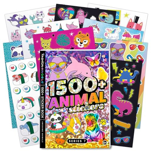 Fashion Angels 1500+ Animal Sticker Book - 40-Page Sticker Book for Kids - Over 1500 Stickers for Scrapbooking, Planner Decor, Gifts & Creative Play, Ages 6 and Up