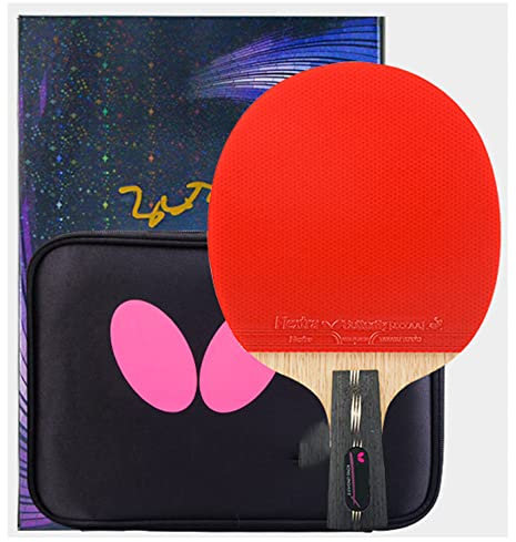 LINGOSHUN Professionelles Tischtennis-Set mit ITTF-zugelassenem Gummi für Fortgeschrittene,Hochleistungs-Carbon Tischtennisschläger / 1 Pack/Short handle