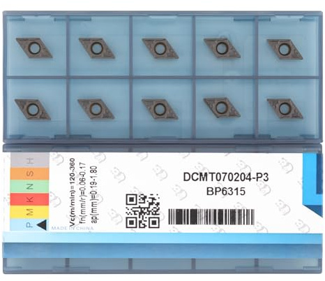 CDBP Dreh-Wendeschneidplatte DCMT 070204 DCMT21,51 zum Drehen von Stahl, CVD-beschichtete, 10 Stück