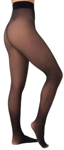 Nur Die Warm & Transparent 50 DEN gefütterte Fein-Strumpfhose beige durchscheinend Komfortbund blickdicht Damen, schwarz, L