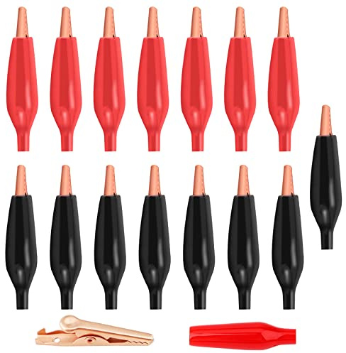 Kupfer Krokodilklemmen 45Mm Schwarz Elektrische Alligator Electric Clips | Krokodilklemme Mini Klemme Isoliert Klemmen Prüfklemmen Mit Schutzisolierung Copper Je 8 Rote Und Schwarze ®Lewttyer
