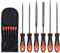 BRIMIX 6 pcs juego de mini limas y escofina para metal, cobre, PVC, madera. Multiuso con estuche portable, acero al carbono, mango de goma, raspado plano, cuadrado, triangulo, redondo, media luna