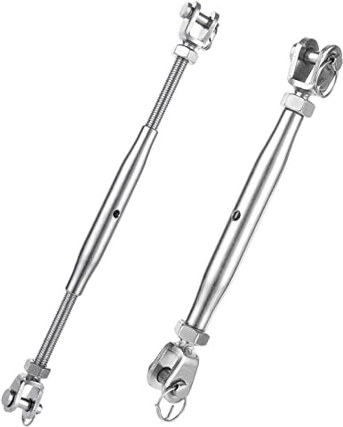 Acrux7 2 Pack 3/8 Inch M10 Turnbuckles Jaw and Jaw Stainless Steel Turnbuckle Heavy Duty Rust & Corrosion Resistance Rigging Screw Closed Body Turn Buckle Tensioner for Cable Wire Rope, Shade Sail