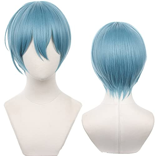 Anime Cosplay Perücke Cos Perücken Blau Hitzebeständiges Synthetikhaar Für Männer Frauen Halloween Party mit Kappe