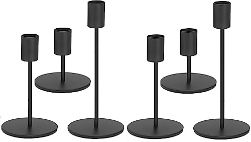 Anndason Set of 6 Black Candlestick Holders - Decorative for Home Decor, Wedding, Dining, Party, Anniversary