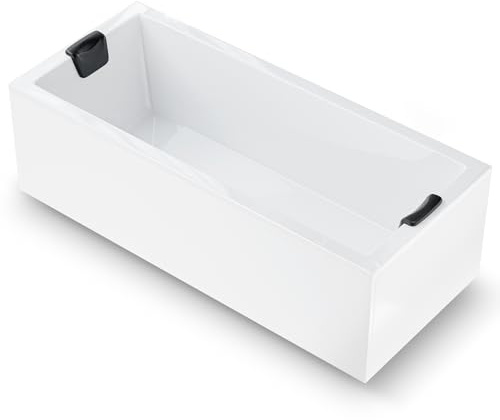 AQUADE Acryl Badewanne 200x90 Modell: Neu Ulm - Weiß Badewanne Komplettset 200x90 - Badewannen mit Wannenfüßen + Schürze + Nackenkissen