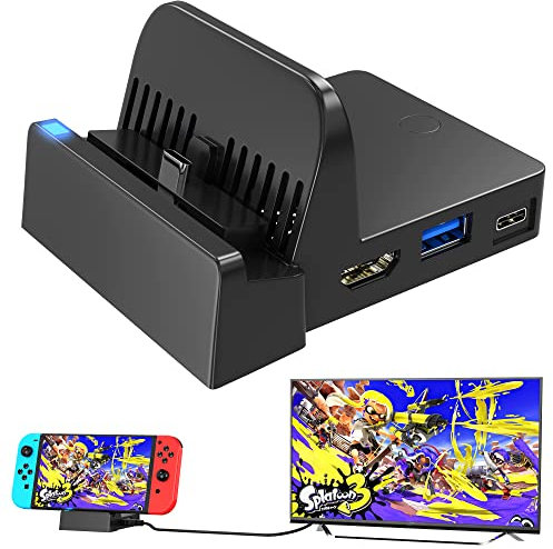 Tragbare TV-Dockingstation für Nintendo Switch OLED - Ersatz für Offiziellen Dock Mit 4K HDMI und USB 3.0 Anschluss