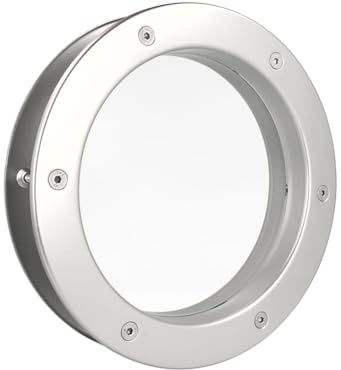 MLS Porthole B4000, Porthole for Doors, Made of Robust Aluminium, VSG Glass, Suitable for 40 mm Thick Doors, Visible Mounting Screws on Both Sides, 350 mm Diameter, Clear Glass, Silver