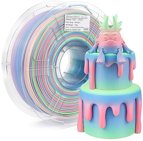 iSANMATE Matt Rainbow PLA+ 1.75mm, 3D Drucker Filament Maßgenauigkeit +/- 0.03 mm, Macaron Regenbogen PLA Plus, 1KG(2.2lb)/Spule
