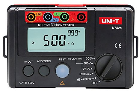 UNI-T Uni-trend Ground resistance meter Digital Electrical Meter Insulation Resistance Tester AC DC Voltmeter UT526 RCD Test/Low Resistance Continuity Measure(UT526)