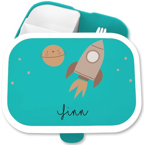 Brotdose Kinder Campus für Mepal - Weltraum - Rakete Brotbox Raumschiff Geschenk Weltall I - 750 ml - Türkis - erstklässler geschenke nasa space einschulung fächern astronaut faechern shuttle