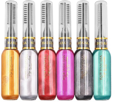 Alnicov 6 tizas para el Cabello de Colores, Color de Spray para el Cabello Lavable, Color de Cabello Brillante Temporal para Fiestas diarias, Cosplay (B)