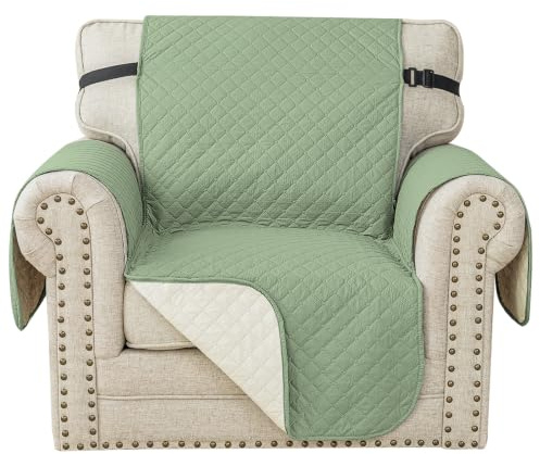 YSTELLAA 100% Wasserdicht Sesselhusse 1 Sitzer, Couch Bezug Rutschfes, Waschbar Couchüberzug, Sofabezug Mit Armlehnen, Universal Sofa Covers Für Katze Hund, Mit Gummiband, Mintgrün