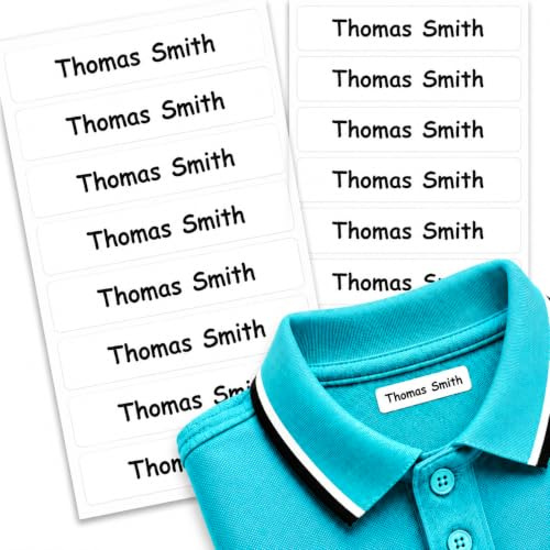Papa Prints Pack of 120 Iron on Name Labels for Clothes (46 x 8 mm) Iron on Name Tags for School Uniform