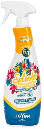 Detergente Multiuso Spray, Il Profumatore Igienizzante Superconcentrato, ARMONIE DI VANIGLIA. Deterge a Fondo, Rimuove Germi e Batteri, 48h di Pulito Profumato 750ml (Spray)