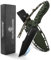 DRACHENADER Tanto Messer B-ER-TANTO POINT, Jagdmesser 13 cm Klingenlänge, 5Cr14MoV Stahl, Full Tang Messer Outdoor, Gürtelmesser mit Scheide, Schwarze Klinge + Grüner ABS Griff
