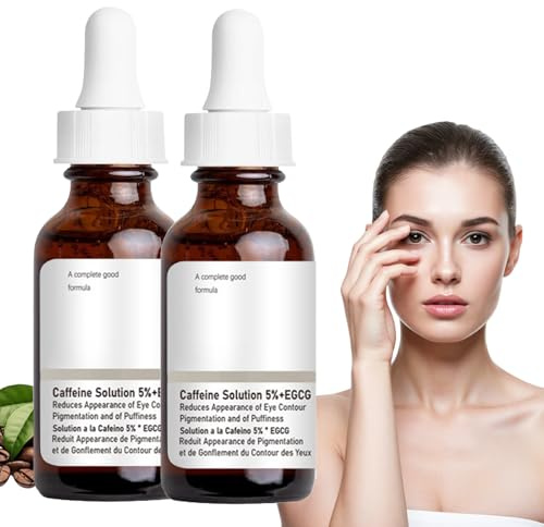 flintronic caffein lösning 5 % EGCG, 2 st. caffein ögonserum, åldersinst mörka cirklar och vågor, anti-åldrande rynkor, borttagning av ögonpåsar, anti-åldrande ögonvårdsserum för män och kvinnor, 30