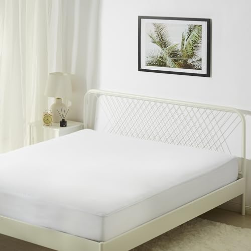 Amazon Basics Protector Colchón Impermeable, Altura 45cm Lavable Silencioso Cubre Colchón Cama 160 x 200, Blanco