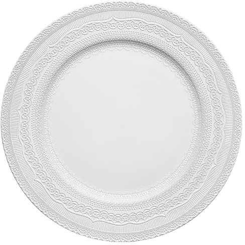 Brightalk 33 cm weiße Platzteller, Spitze geprägt, elegante Platzteller, Set mit 6 Stück, runde Servierware Ladegeräte für Speiseteller, wiederverwendbare Tischdekoration für Party oder Veranstaltung