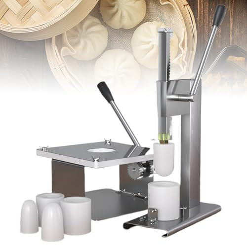 BOBVB Machine à brioches farcies à la Vapeur avec 3 moules, Machine à Baozi Semi-Automatique, Machine à boulettes Multifonction, Machine à Presser la pâte en Acier Inoxydable
