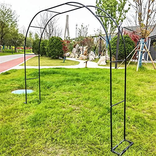 NZPOST Metall-Gartenlaube, Hochzeitsbogen, Spalier für Kletterpflanzen, breit, 1,8 m, grün, 2,8 m hoch, Stützstruktur für Pflanzen im Freien (schwarz, B 200 x H 230 cm)