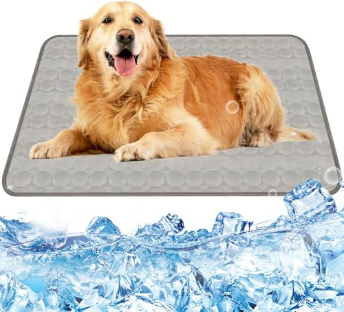 Dawumin Kühlmatte für Hunde 70x100cm, Selbstkühlende Kühldecke Hund für Katzen und Hunde, rutschfeste Hundematte Waschbar Geeignet für Auto Zuhause und Freizeit (Grau, XL)