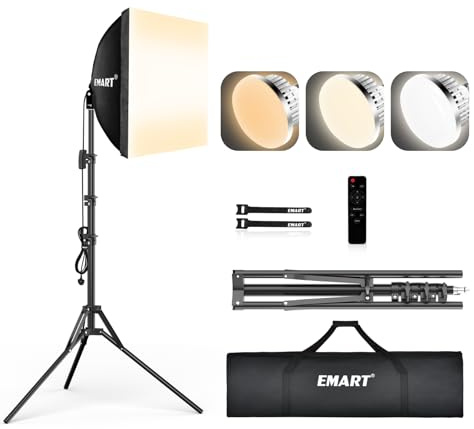 EMART Softbox Lighting Kit, 40x40cm Professional Soft Box with 85W LED Photo Bulbs, Photography Continuous Light For Portraits Video Product Shooting and Filming