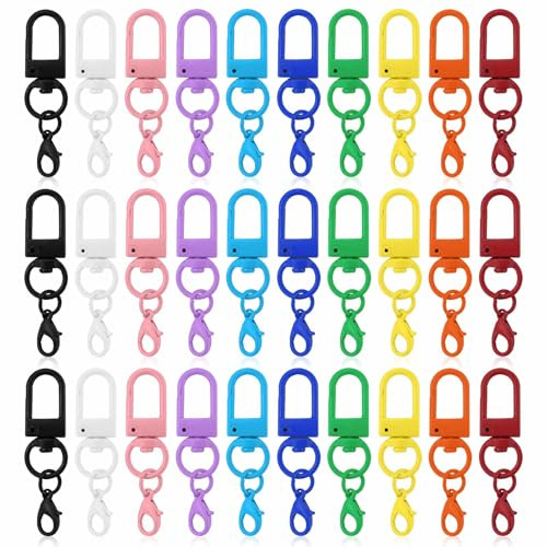 Mosqueton Llavero,30 Piezas Anillas Llaveros,Anillas para Llaveros,Llavero Mosqueton para Llaves, Accesorios de Bricolaje