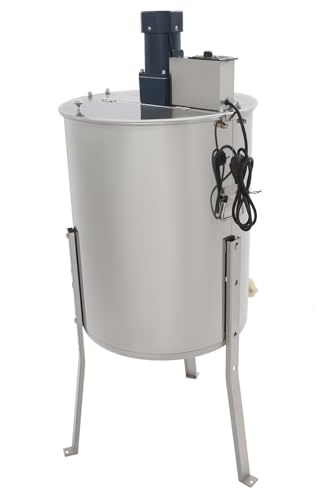 Honigschleuder Elektrisch 140W Tangentialschleuder Edelstahl 4/8 Rähmchen Honigextractor 45mm Honigventil 1300U/min Elektro Honigschleuder 48x16/23cm Wabengröße Imkerei Bienenzüchter Zubehör