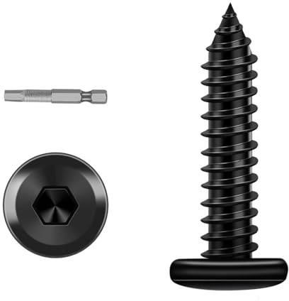 Etauwe 100-Piece M3 x 8mm Black Self-Tapping Screws - 304 Stainless Steel Flat Head Hex Socket Cap Screws with Drive Bit, for Wood and Thin Metal