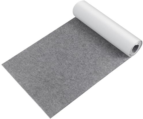 ddckj Filz Selbstklebend 3mm 32 x 150 cm Klebefilz Selbstklebend Mittelgrau | Selbstklebender Filz Camper für Couch Tischbeine Stuhlmöbelfüße DIY Box Liner Bilderrahmen Cup Mat