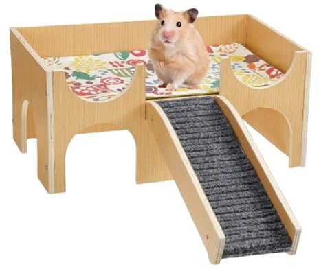 Maisons pour Hamster et cachettes | Maison Gerbille en Bois, activité d'exercice avec échelle d'escalade pour Hamster, Lapin d'Inde