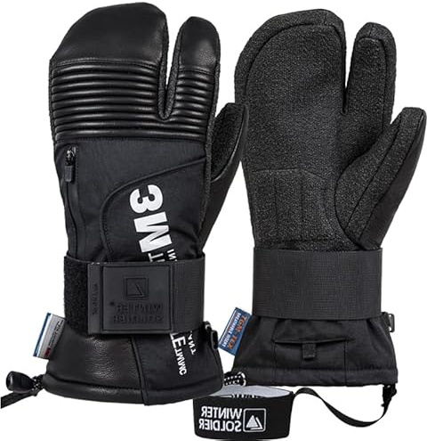 Harssidanzar Guantes esquí 3 Dedos térmicos Unisex KM067EU Negro L