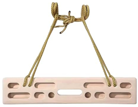 Hangboard Klettertrainer – tragbares Griffbrett aus Holz, 50 x 3 x 10 cm, 300 cm Seil, 688 g Gewicht verbessert die Griffkraft für Kletterer, geeignet für den Innen- und Außenbereich an Türen und