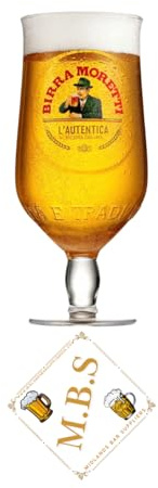 Midlands Bar Suppliers Birra Moretti Beer Glass, Bar Glassware, Premium Stemmed Pint Glass
