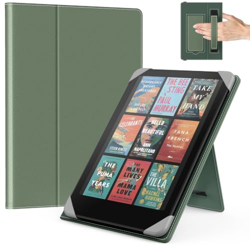 MoKo Custodia per 6,8,7 Kindle Paperwhite eReader Tablets, Celadon | Accessori eReader per 6,8, 7 Pouces Kindle Paperwhite/Colorsoft/Kobo/Ocean, Custodia Leggera Folio ,Cinghia da Mano, Support