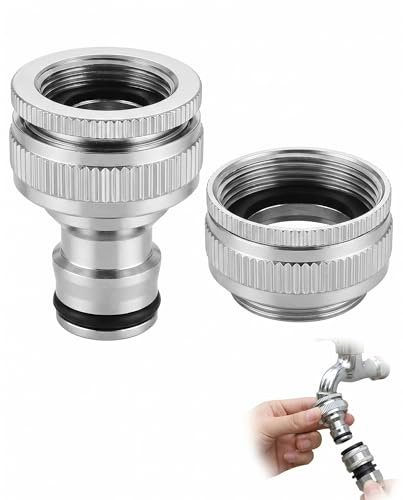 TISCH Adaptador Grifo, 1/2 y 3/4 Rosca Interior Gruesa, Plateado. Conector Universal para Manguera de Jardín, Lavadora, Cocina. ¡Solución Rápida y Segura!
