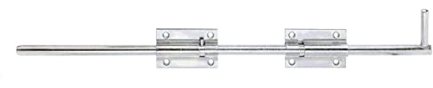 Alberts 128517 Bolzen-Schlossriegel | mit befestigter Schlaufe | galvanisch verzinkt, dickschichtpassiviert | Platte 90 x 60 mm | Bolzen Ø16 x 600 mm