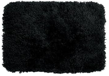 Spirella Highland Mikrofaser-Badematte – rutschfest, schnelltrocknend und waschbar – 100% weiches und strapazierfähiges Polyester – Schwarz – 70 x 120 cm