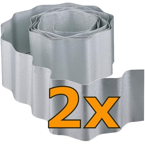 workingHOUSE Rasenkante Metall für Beet, Garten – Optimale Wurzelsperre – Flexible Raseneinfassung Beeteinfassung, Gemüsebeet-, Gartenumrandung, Mähkante, Beetbegrenzung (5 m x 15 cm) (2 Rollen)