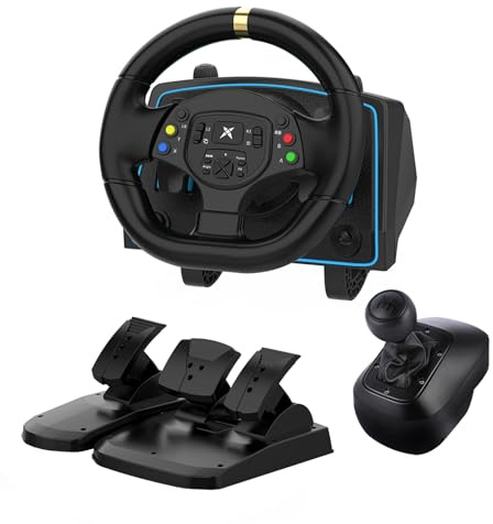 DOYO Gaming Steering Wheel with Pedals and Shifter, 1080° Racing Wheel, Vibration Feedback, Paddle Shifters, Race Steering Wheel for PC, Xbox One, PS4, Xbox Series X/S, PS3, Switch