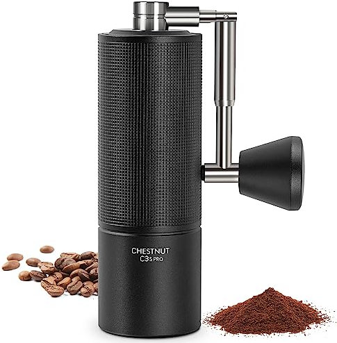 TIMEMORE Chestnut C3s PRO Kaffeemühle Manuell, Upgrade Integrierte Ganzmetallgehäuse, Handkaffeemühle mit klappbarem Griff, für Espresso bis French Press - Schwarz
