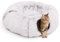 CanadianCat Company | Premium Katzentunnel mit Schlafplatz Otis Grau Kuschelfell Innenbezug Katzentunnel Große Katzen XXL 2-in-1 Donut Tunnel für Katzen inkl. flauschigem Liegekissen