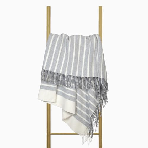 Manta Lana Merino 140x200 con 10% Cachemira – Manta Cálida para Cama y Sofá, Cubrecama Invernal con Flecos, Elegante Plaid para Sofá y Sillón – Nostra Andora