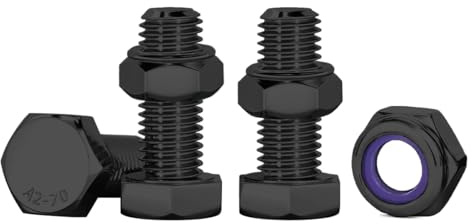 Drenky Edelstahlschrauben M6 Edelstahl A2 V2A Selbstsichernde Muttern M6x20mm Maschinenschrauben Schrauben Edelstahl für Möbel, Autos, Fahrräder, Schiffe, 3D-druck, 10 Stück, Schwarz