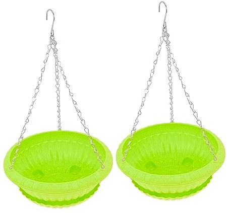Toyvian Vasi da Appendere per Piante e Fiori, Plastico Verde, 2 Set, per Casa e Giardino