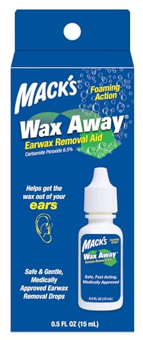 Mack's Wax Away Ear Wax Removal Aid – 0.5 FL OZ Ear Drops with Foaming Action