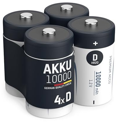 ANSMANN 2x Batterie ricaricabili stilo Mono D - Tipo 10000 (min. 9300 mAh) 1,2V NiMH - Pila a ricarica veloce - fino a 1000 cicli di ricarica eco-friendly